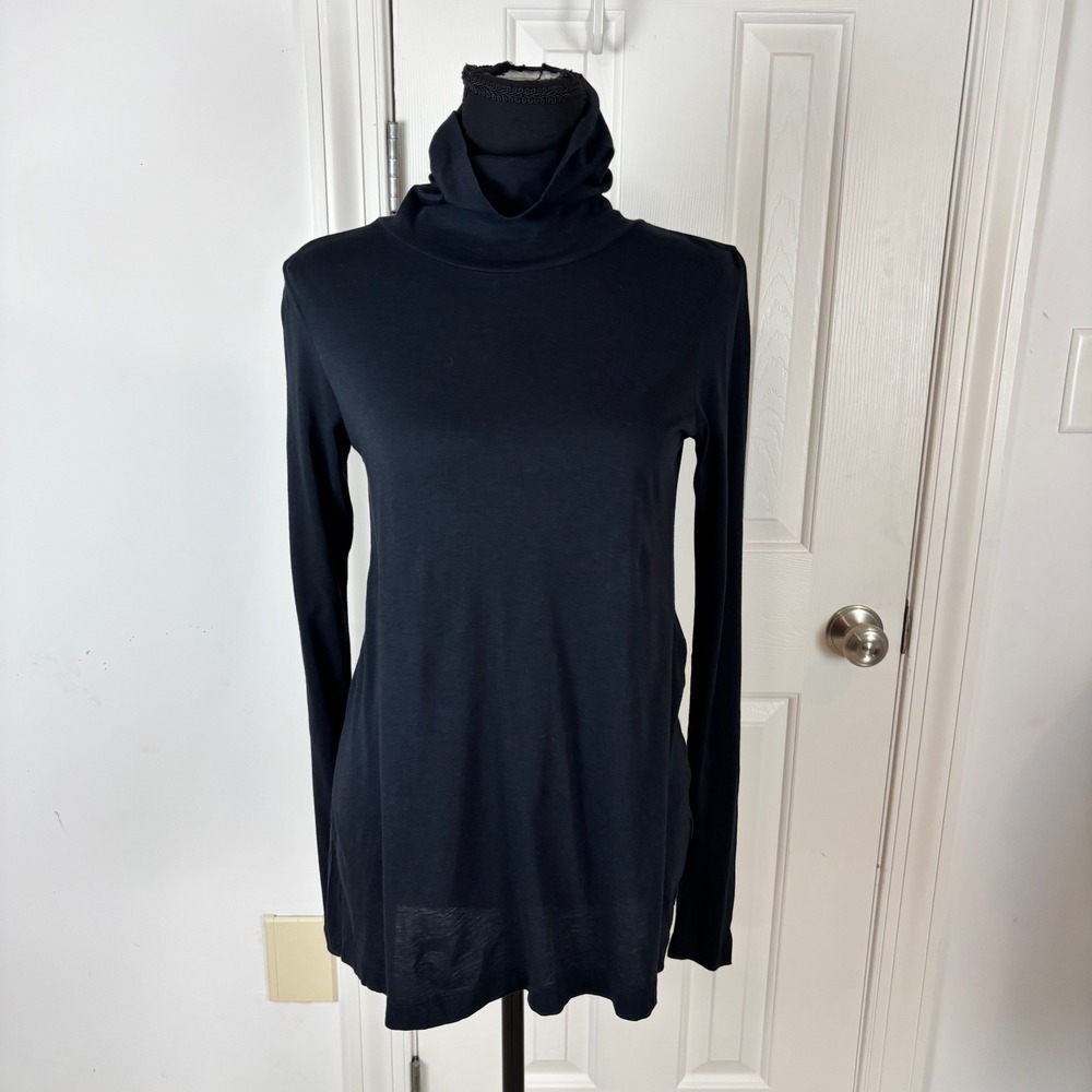 Theory Black Pima Cotton Modal Turtleneck Long Sleeve Top 91174610 Small